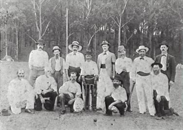 Thirroul Cricket team on Slacky Flat 1908.